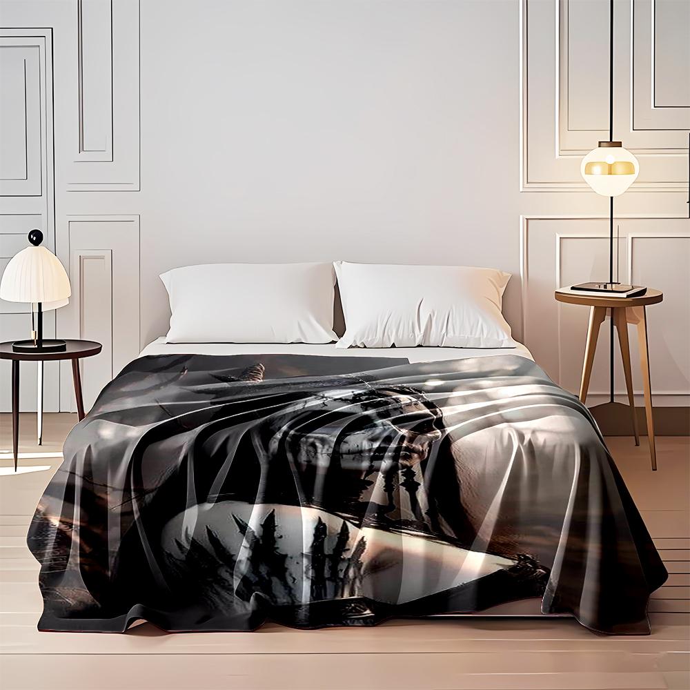 Gothic Skeleton Queen in Dark Forest Design Flannel blanket for bedroom, living room, sofa, and nap sofas.