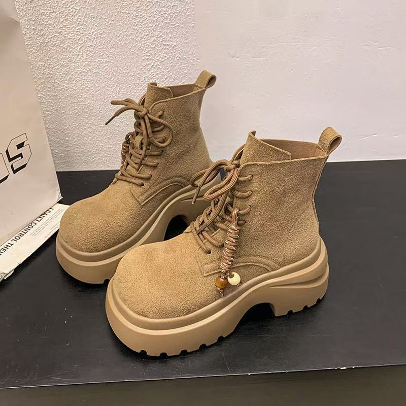 Small Height Increase Casual Women's Boots Retro Thick-soled Martin Boots Women's Autumn New Temperament Versatile Short Boots