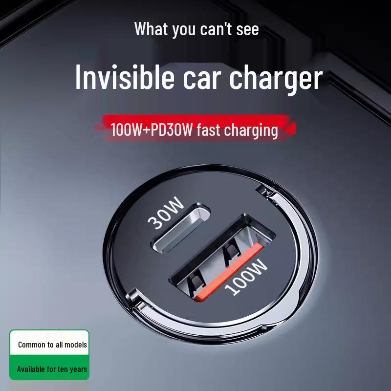 Unsichtbares 100W Autoladegerät für Apple & Huawei Superschnellladung mit Auto-Zigarettenanzünderadapter