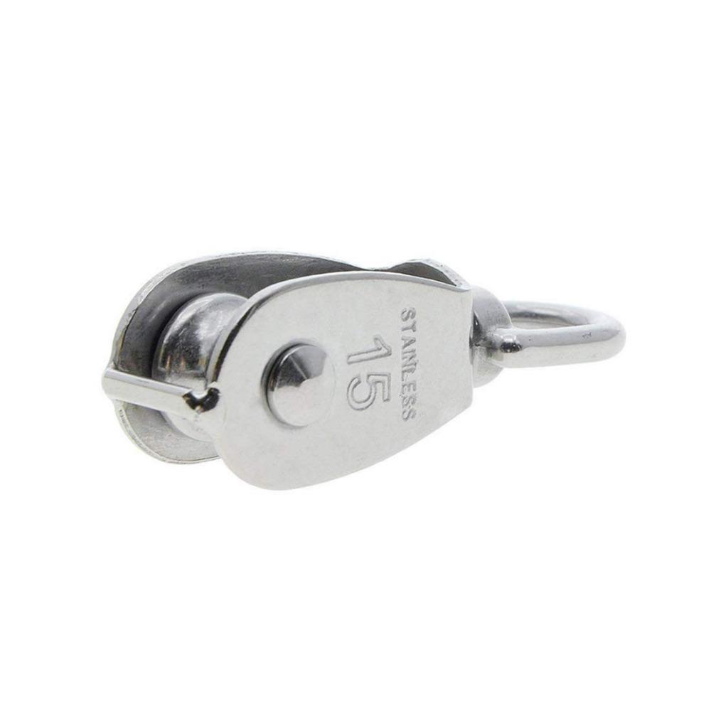 4 Pieces 304 Stainless Steel Single Pulley Single Pulley for Many Applications, Garage, Loading Machine, Tent, Linen Rope, Dog