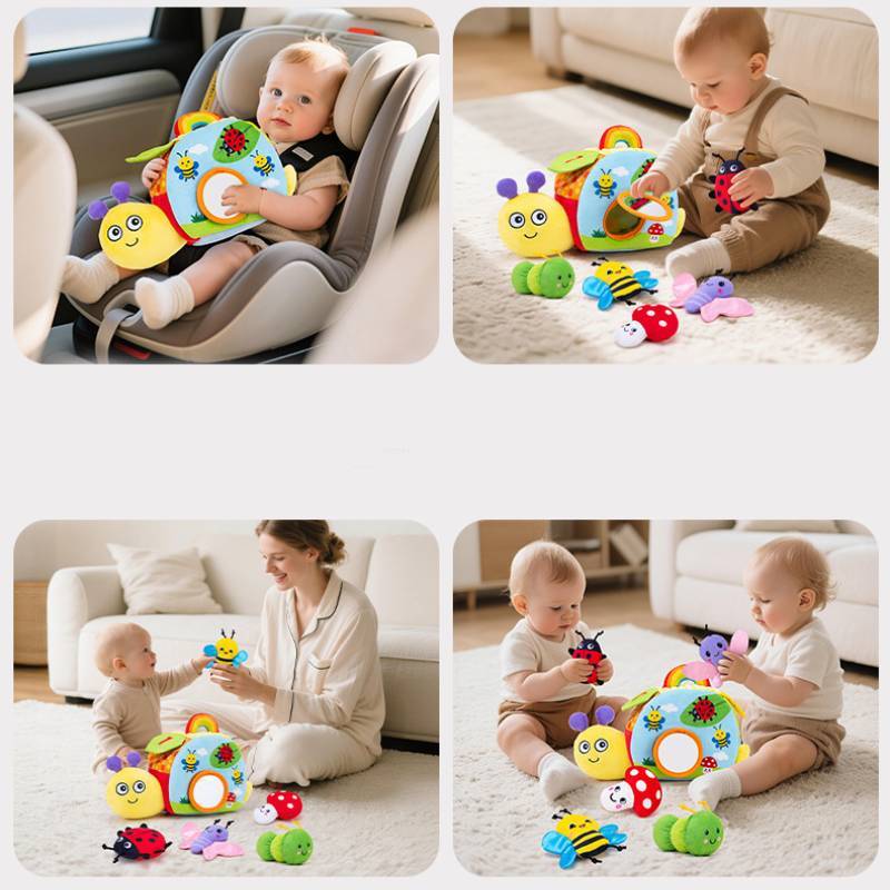Baby-Schneckenhaus Plüschtier-Set Mit Geräusch und Interaktiven Funktionen Für Sensorische Entwicklung