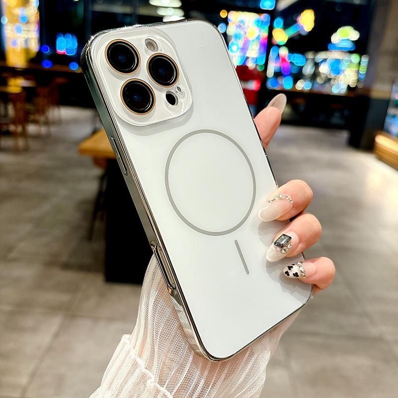 Fine Magnetic Suction Ring Suitable for IPhone16promax Mobile Phone Case with Lens Film Apple Full Inclusive Anti Fall Electroplating