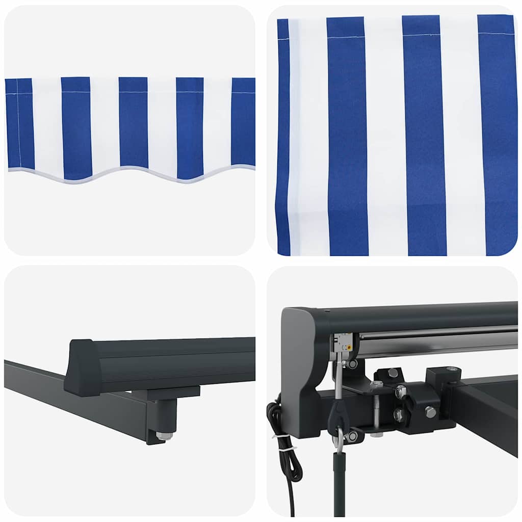 Retractable Awning Frame Blue and White 400 X 300 Cm