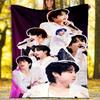Kpop BTS Jeon Jung Kook Jk JIMIN Lehká, měkká, teplá deka s potiskem hvězd;všestranná deka pro všechna roční období—ideální jako přehoz na klimatizaci