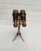 Telescop din alamă cu trepied din lemn decor maritim nautic vintage pentru birou