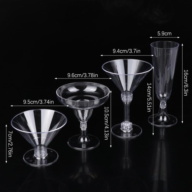 10Pcs Transparent Plastic Wine Glass Recyclable Reusable Shatterproof Wine Goblet For Champagne Dessert Beer Pudding Party