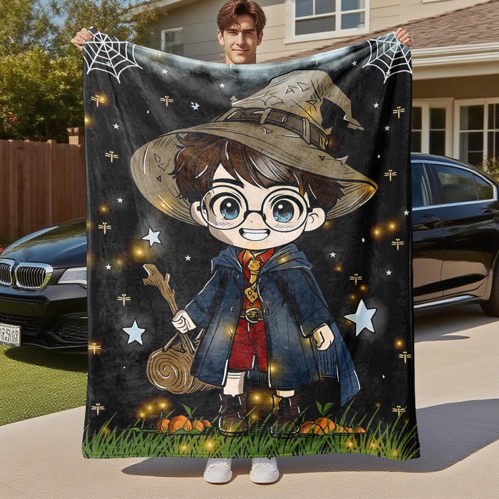 1pc wizard hat magic night Outdoor Flannel Throw Blanket All Season Soft Warmth,Home Decor 1031160