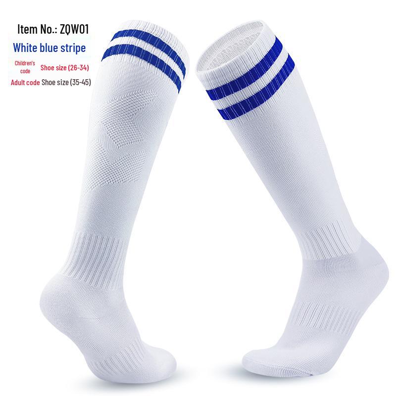 

Wow Oh Non-Slip Football Socks for Adults & Kids - Striped, Towel-Bottom Sports Socks Large