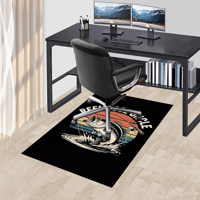

Reel Cool Uncle Fishing Life Theme Chair Mat: Office Carpet, Oversized Rug for Home Decor, Sofa Mat, Desk Pad Gift - Suitable for Bedroom, L 60cm by 90cm