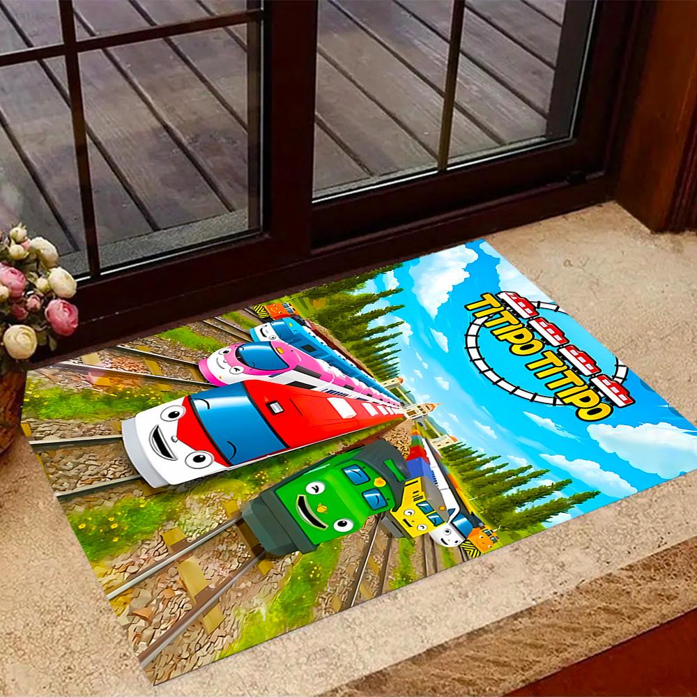 Train Adventure Journey Themed Anti-Slip Rugs - Polyester Home Decor, Suitable for Bedrooms, Living Rooms, Doorways, Studios, and Decorations