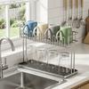 Stainless Steel Cup Storage Rack Anti-Fall Water Cup Holder Sink Storage Rack  Office