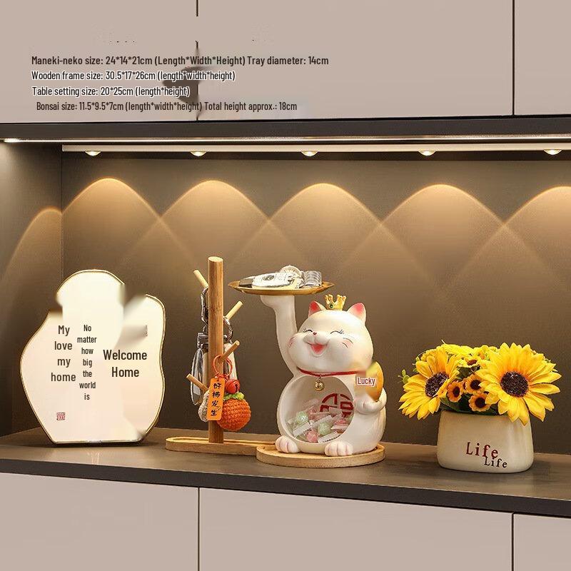 Ruijie Cartoon Lucky Cat Storage Entryway Decor Set