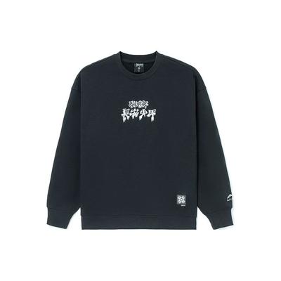 Li Ning Badfive Changan Youth Fun Print Sports Pullover Sweatshirt Unisex Sweatshirt Black AWDRF87-1
