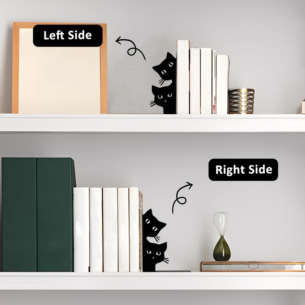 Cute Cat Metal Bookends Peeping Cat Book Ends for Shelves Bookshelf Decorative Home Office Desk Bookshelf Decor Black Bookends