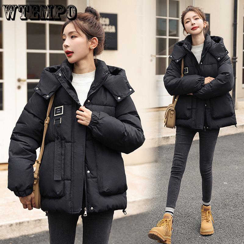 Короткая часть большого размера пуховая хлопковая куртка женская зимняя свободная — фото 5