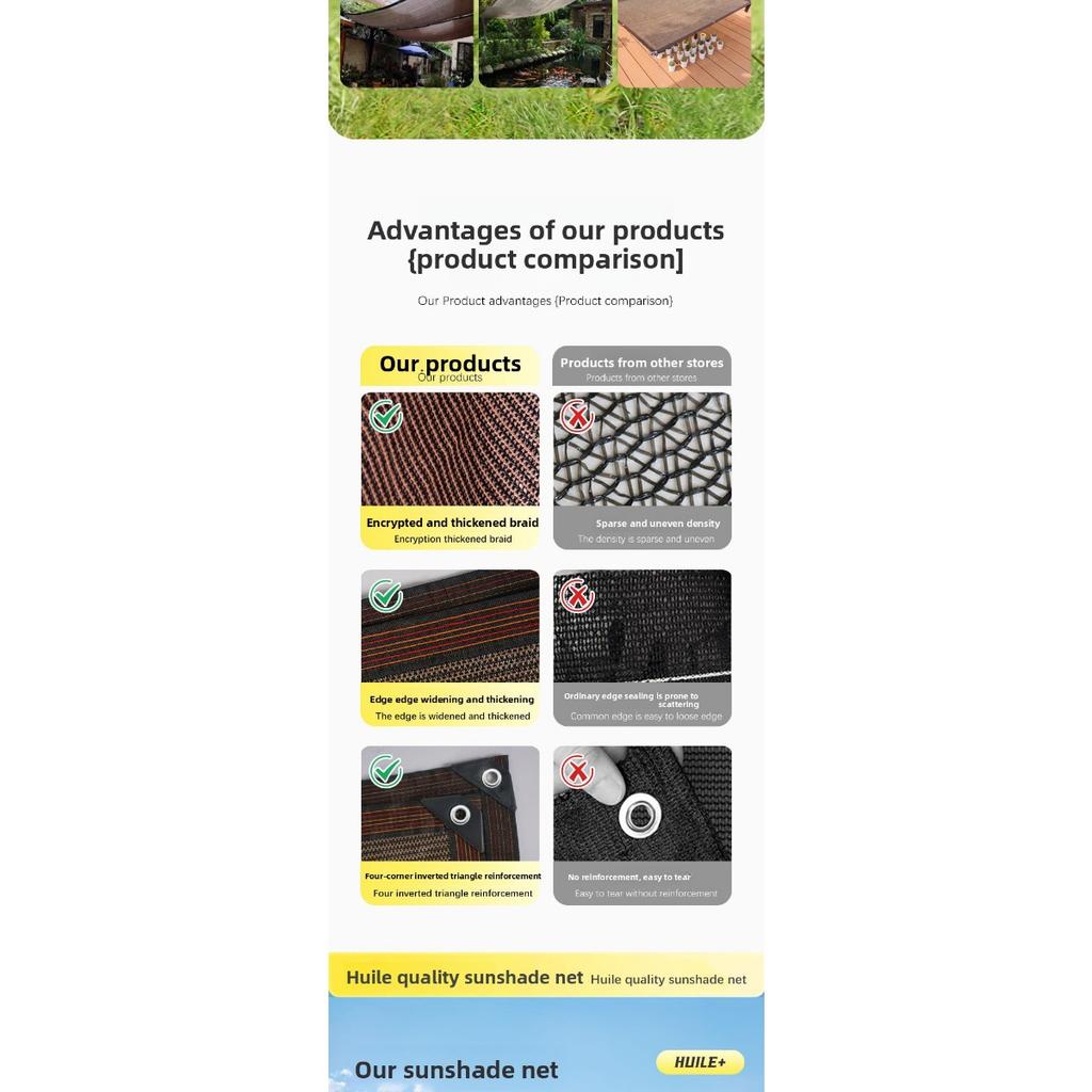 Tkanina PE odporna na promieniowanie UV - Trwała zewnętrzna siatka przeciwsłoneczna z otworami do podróży i ochrony przy basenie - Taras zewnętrzny | Tkanina oddychająca