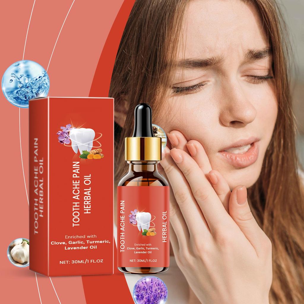 Tooth Ache Pain Herbal Oil Toothache Relief Serum Herbal Pain Relief Swelling Cool Soothing Oral Care Serum Oil  30ml