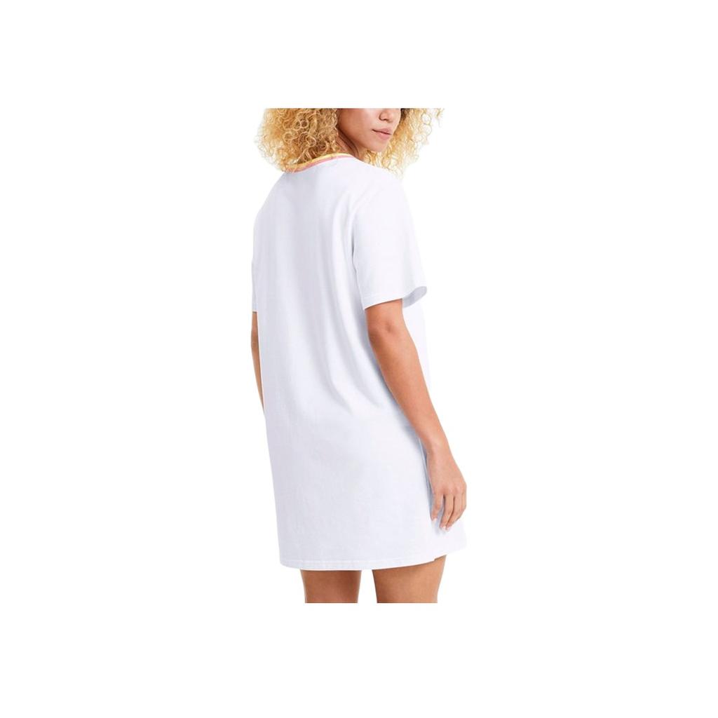 Puma Celebration Color Block Logo Printed Short Sleeve Dress Women Dresses White 585049-02