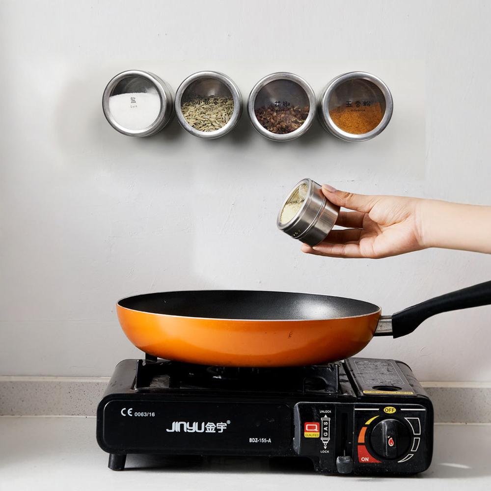 Stainless Steel Magnetic Seasoning Box Kitchen Seasoning Jar Household Wall Mounted Seasoning Bottle Seasoning Storage Jar