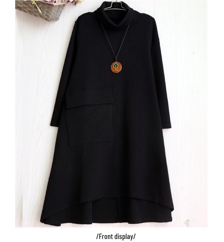 2026 Artistic High Neck Irregular Thickened Long Dress for Women