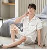 Men's Summer Ice Silk Pajama Set - Short Sleeve, Lightweight, Plus Size, Casual Home Wear