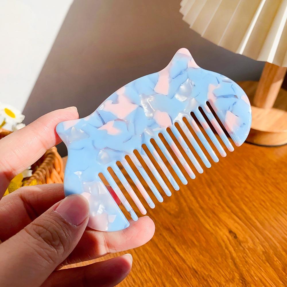 Cat Ear Shaped Acetate Comb Wide Toothed Colorful Makeup Comb Hair Accessories Hair Styling Tool Hairdressing Comb Student