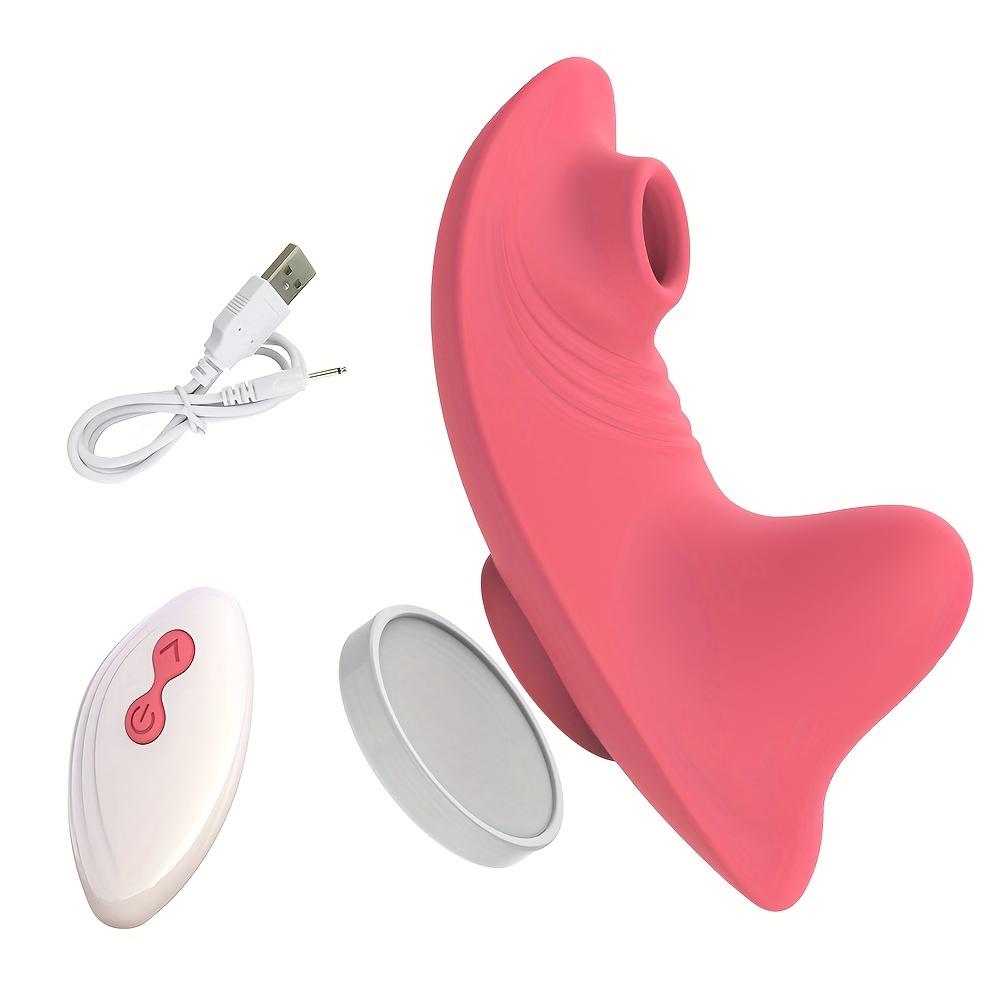 1pc Wearable Panty Sucking Vibrator With Strong Magnetic Clip, Remote Control Butterfly Clitoral Vibrator