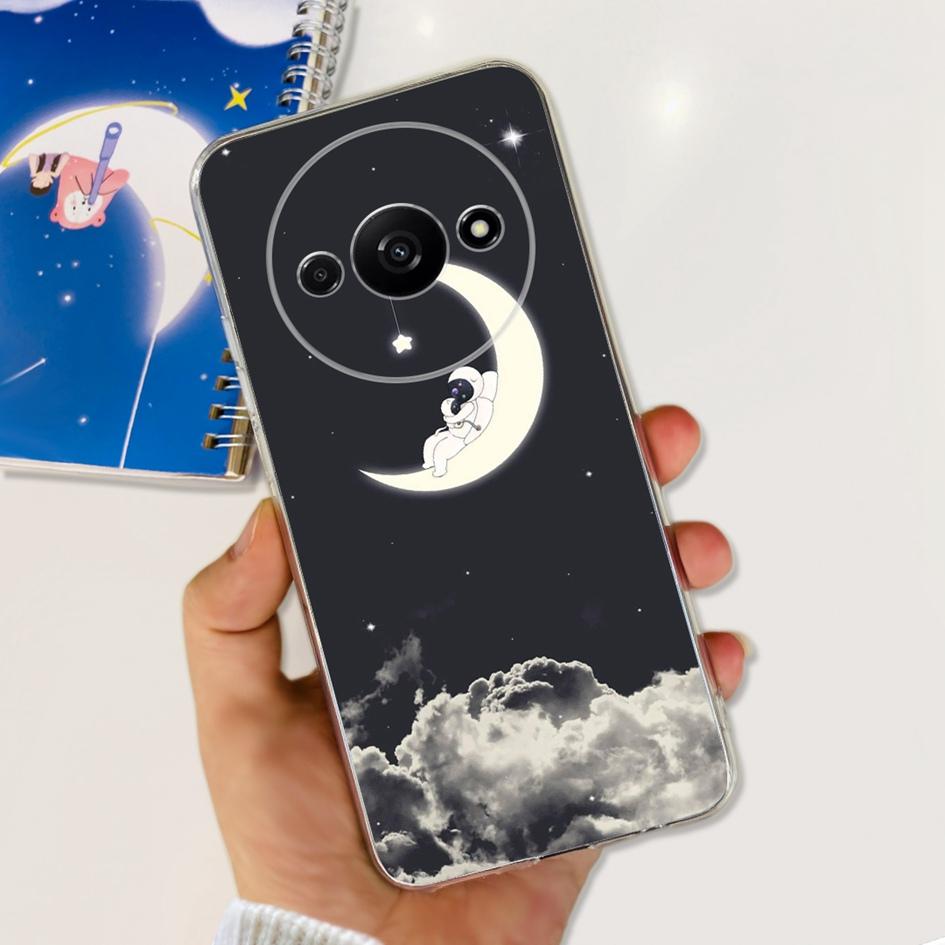 For Funda Xiaomi Redmi A3 Case 2024 Fashion Flower Transparent Silicone Soft TPU Phone Case For Xiomi Redmi A3 RedmiA3 4G Covers
