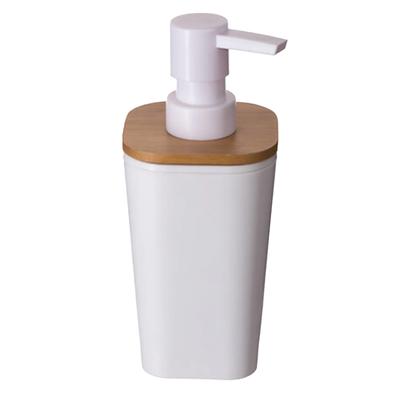 Container Soap Pump Dispenser For Liquid Soap Shampoo White Bamboo