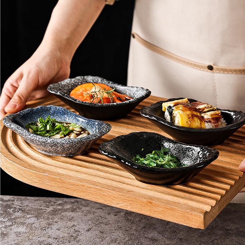 Japonský talíř na občerstvení, keramický kreativní talíř ve tvaru ústřice, kořenící talíř, omáčka, porcelánové nádobí, kuchyňské náčiní, malé talíře