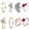 925 Silver Trinkets Rings Zircon Quadrate Double Heart for Women Original Silver 925 Valentine's Day Ring Jewelry Gift