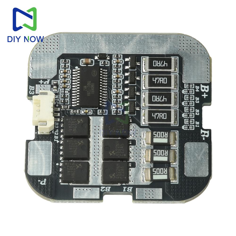 3.7V 4S 60A BMS with balanced protection board for 21700/18650 lithium batteries and built-in temperature control protection
