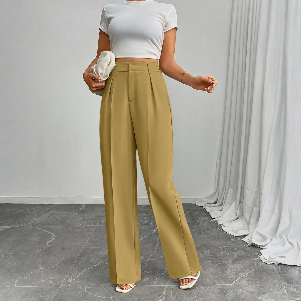Women's Casual Business High-Waisted Loose Straight Wide-Leg Suit Pants