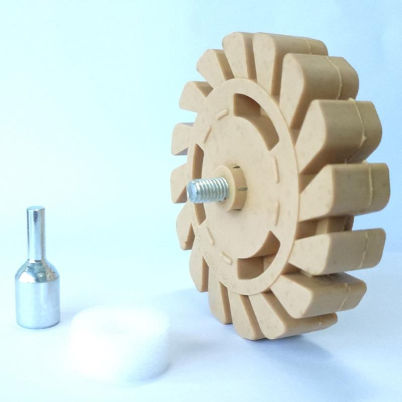 Decal Removal Eraser Wheel with Power Drill Arbor-Adapter Rubber Pinstripe 100mm