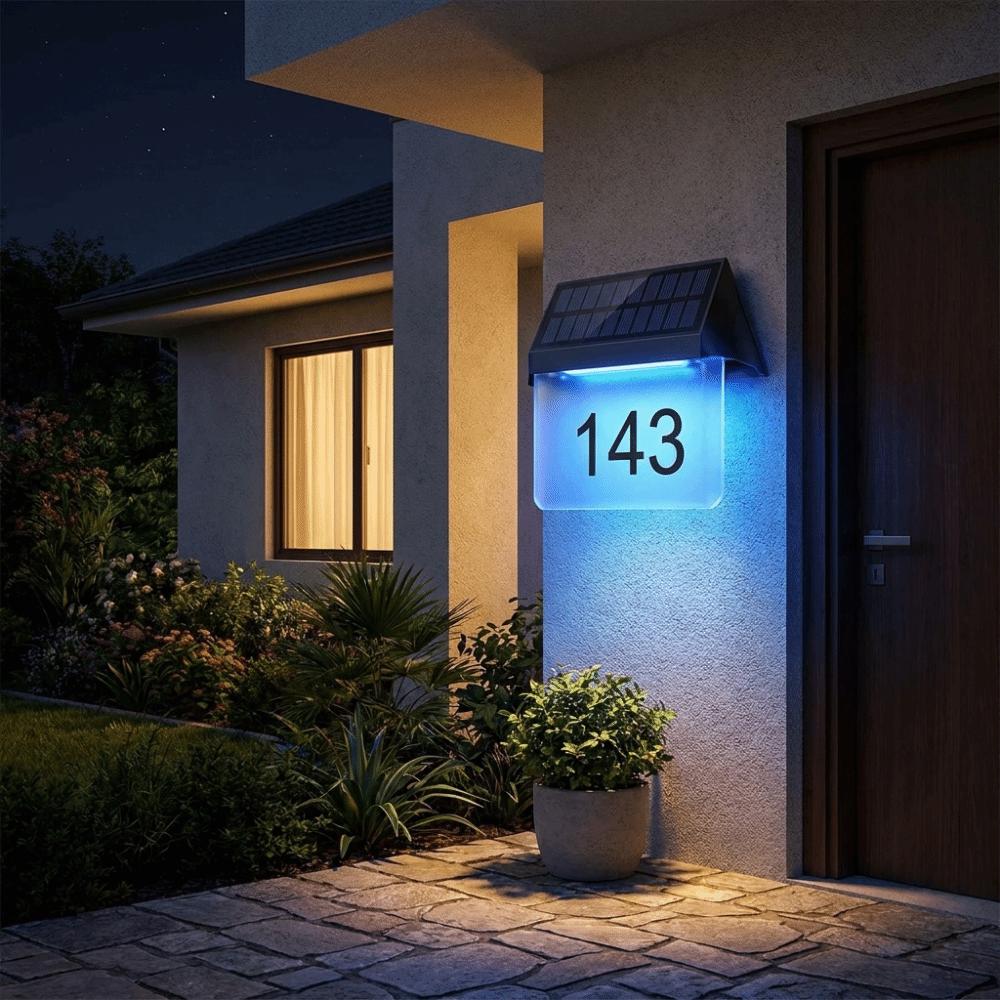 IP65 Waterproof Solar House Number Light Sturdy Outer Casing High-Transmittance Lampshade Solar Powered Wall Sconce