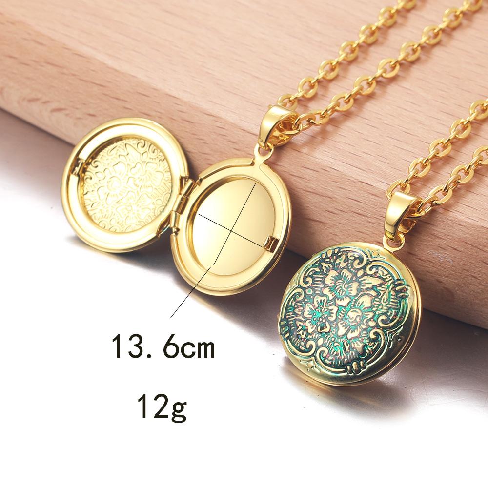 Golden Locket Pendant Mood Necklace Emotion Women Men Lovers Photo Frame Box Choker Necklaces Fashion Love Enamel Jewelry