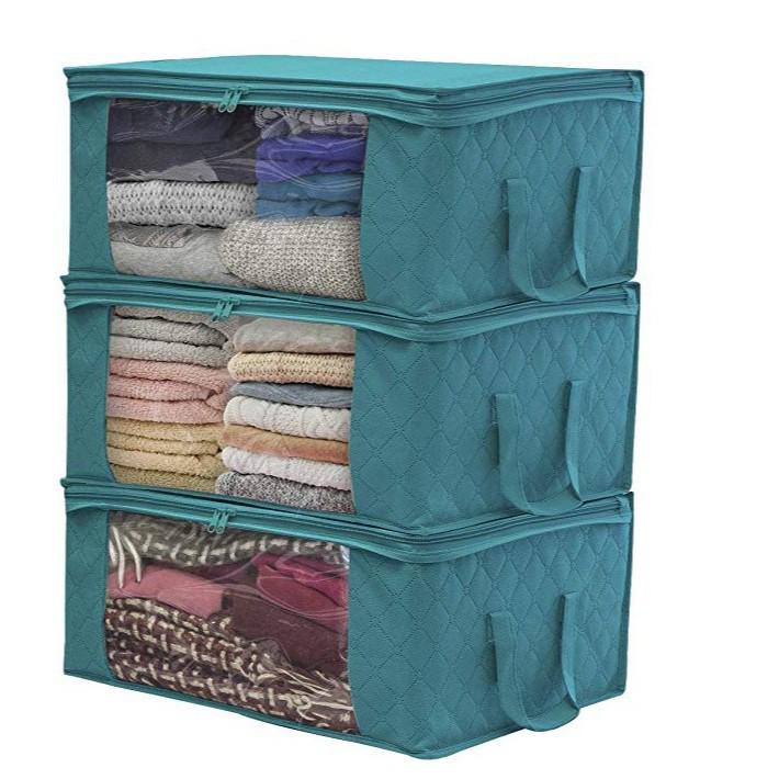 Non-Woven Wardrobe Storage Bag - Dustproof Cotton Quilt & Clothes Organizer Folding Box Thick Embossed Storage Bag