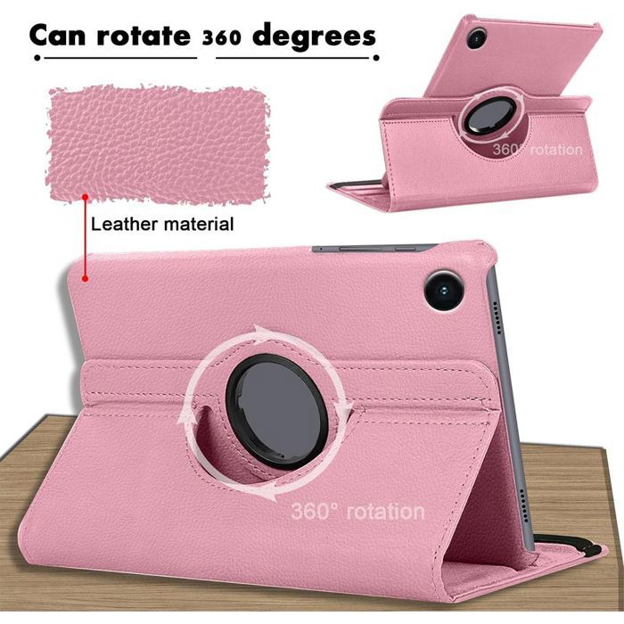 Coque - BOOLING - pour Samsung Galaxy Tab A9 Plus / A11 Plus - Protection Etui Rotatif 360° - Rose