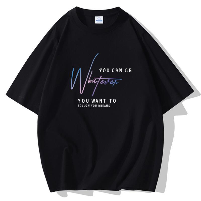 Simple Pattern Men Short Sleeves T-shirt 100% Cotton Casual Tee Large Size