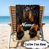 Custom Name German Shepherd Portrait Microfiber Beach Towel Super Soft & Absorbent for Bath, Beach, Travel  Bath Time Accessory, Fan gifts
