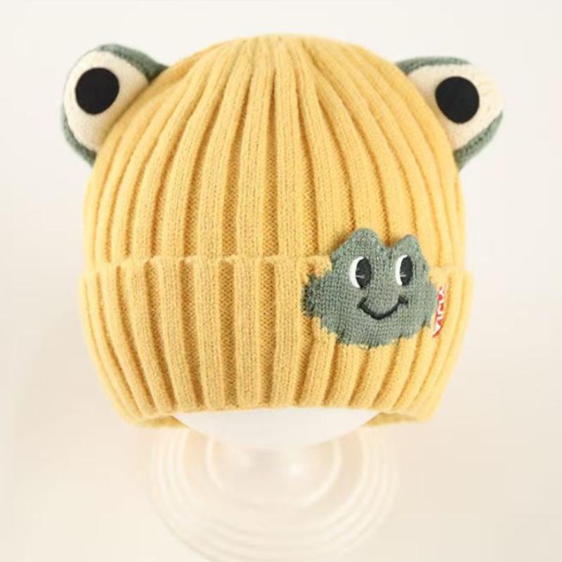 Baby Wool Hat Cute Big-Eyed Frog Ear Protection Hat Winter Thickened Warm Knitted Hat Gift For Kids