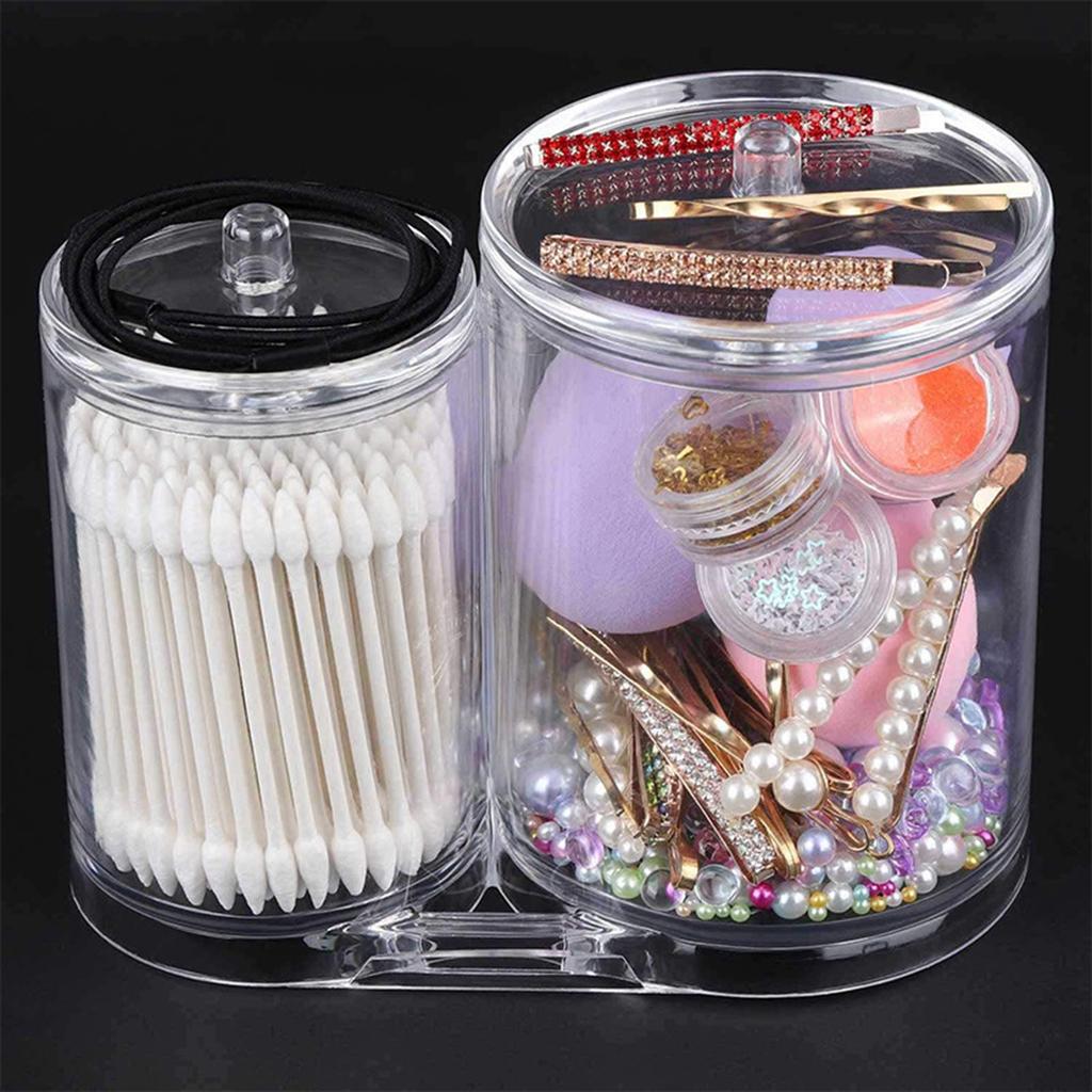 Clear Qtips Holder Plastic Desktop Cosmetic Storage Box for Cotton Ball Cotton Swab Cotton Round Pads Floss
