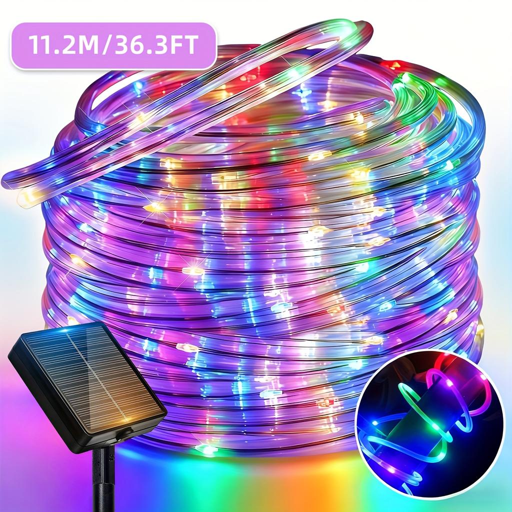 Solar Powered LED Tube String Lights, Waterproof Outdoor Decorative Lighting for Garden, Yard, Tree, Fence, Patio, Holiday Party