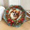 1pc Christmas Wreath with Papillon Dog Umbrella with Plastic Handle,Suitable for All Seasons Home Travel Outdoor UmbrellaDD245
