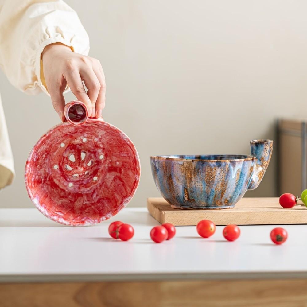 Self-Spinning Automatic Fruit Washer Bowl Ceramic Fruit Cleaning Bowl Vegetable Washer