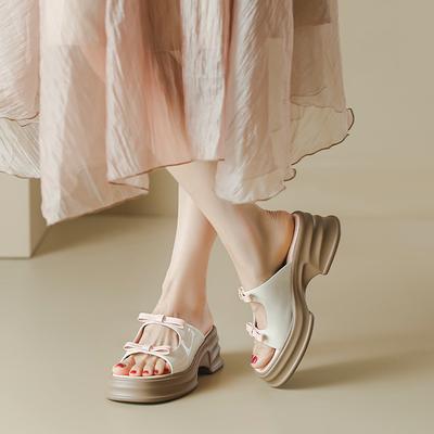 Dulces limitadas~ Sandalias de plataforma para mujer 2025 verano nuevas chanclas de tacón de cuña muffin con punta abierta