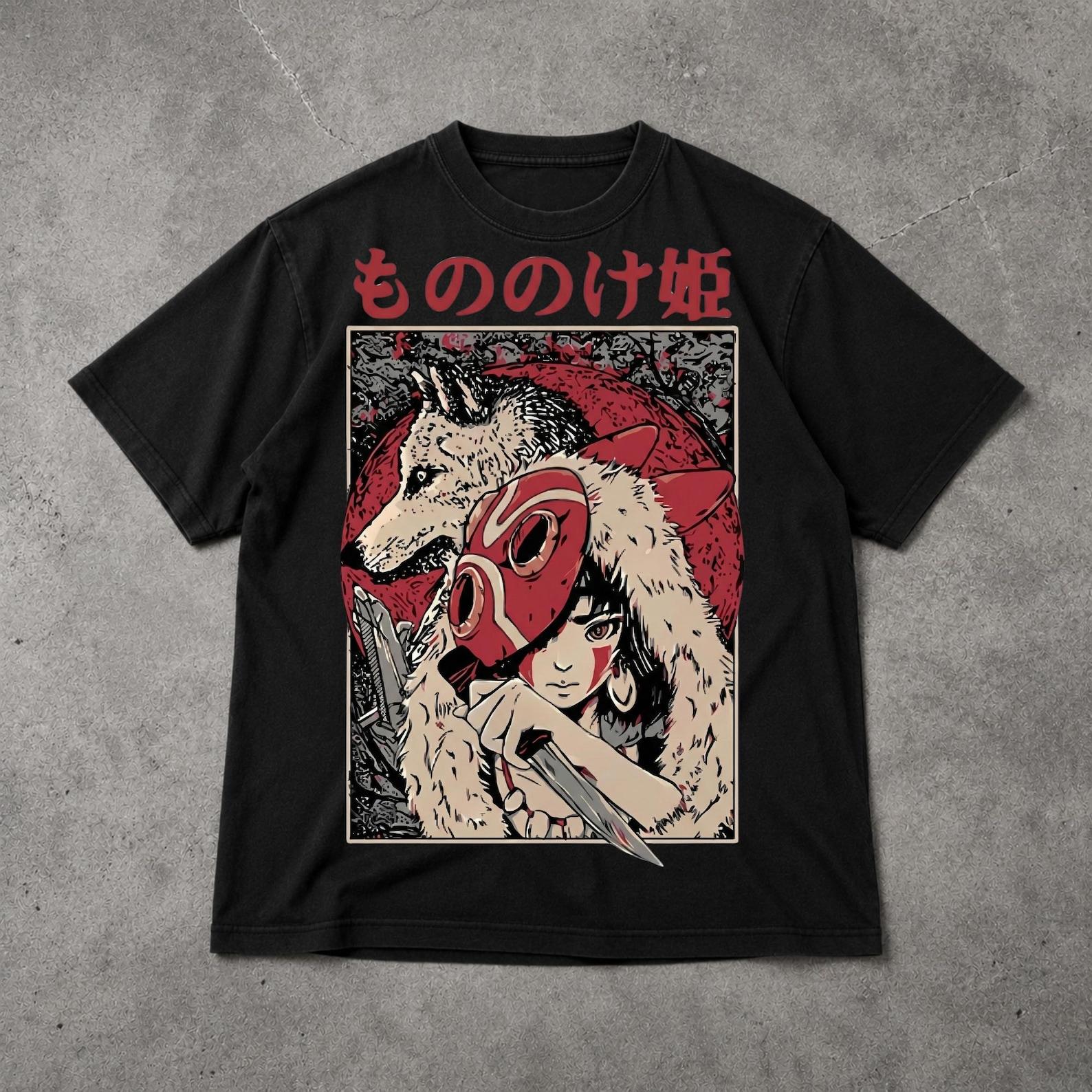 Princess Mononoke Shirt, Vintage Anime Graphic Tee, Inspired Forest Spirit Wolf Princess T Shirt XL