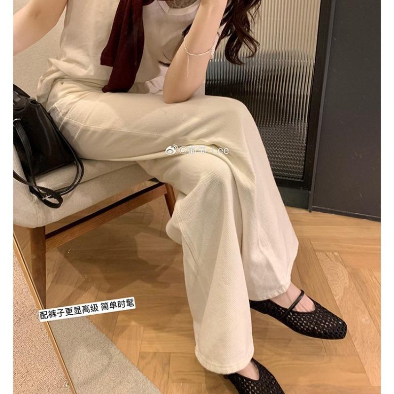 ~ Square head hollow knitting one-word belt versatile soft surface light mouth single shoes women