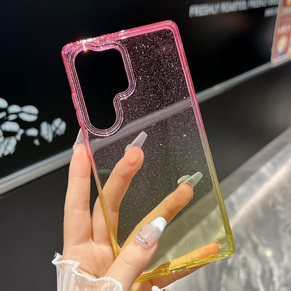 HD Průhledný Pouzdro na Telefon Hvězdná Obloha Pro Samsung S25 Edge S24 Plus Ultra Tvrdý PC Celorámový Gradientní Třpytivá Barva Nárazník Kryt