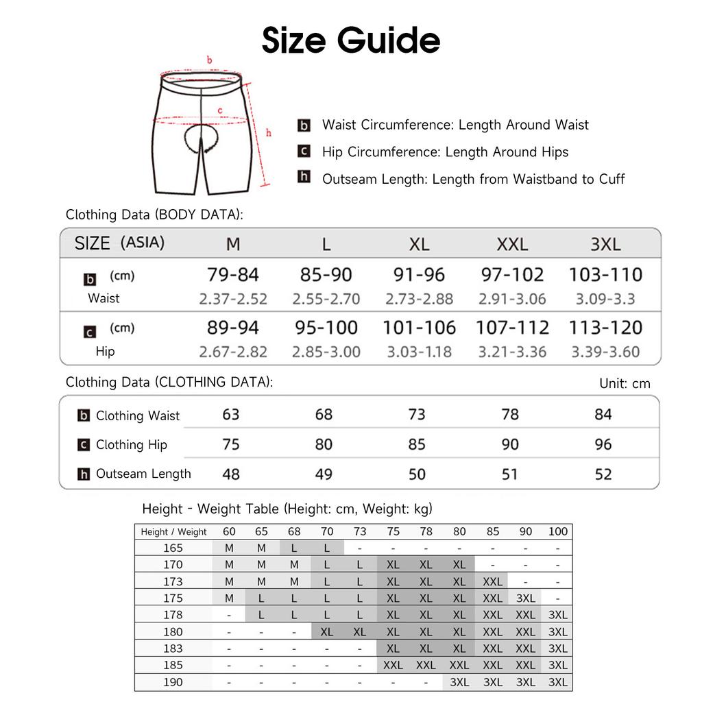 Men's Summer Outdoor Cycling Shorts High Elastic Sponge Pad Shock Absorption Breathable Sweat Absorption Riding Shorts Black Asian Size M (EU Size S)